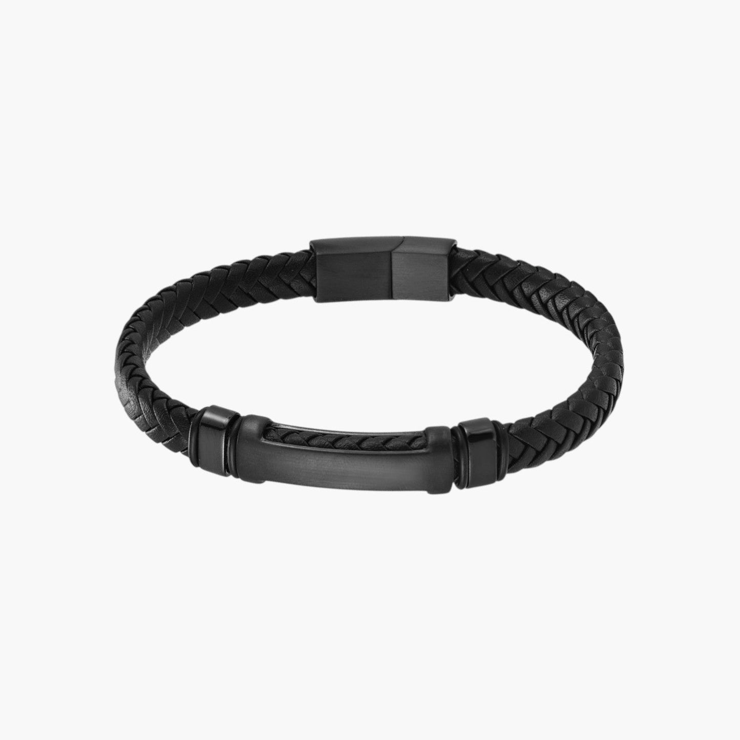 Pulseira de Couro e Aço Inoxidável 316L