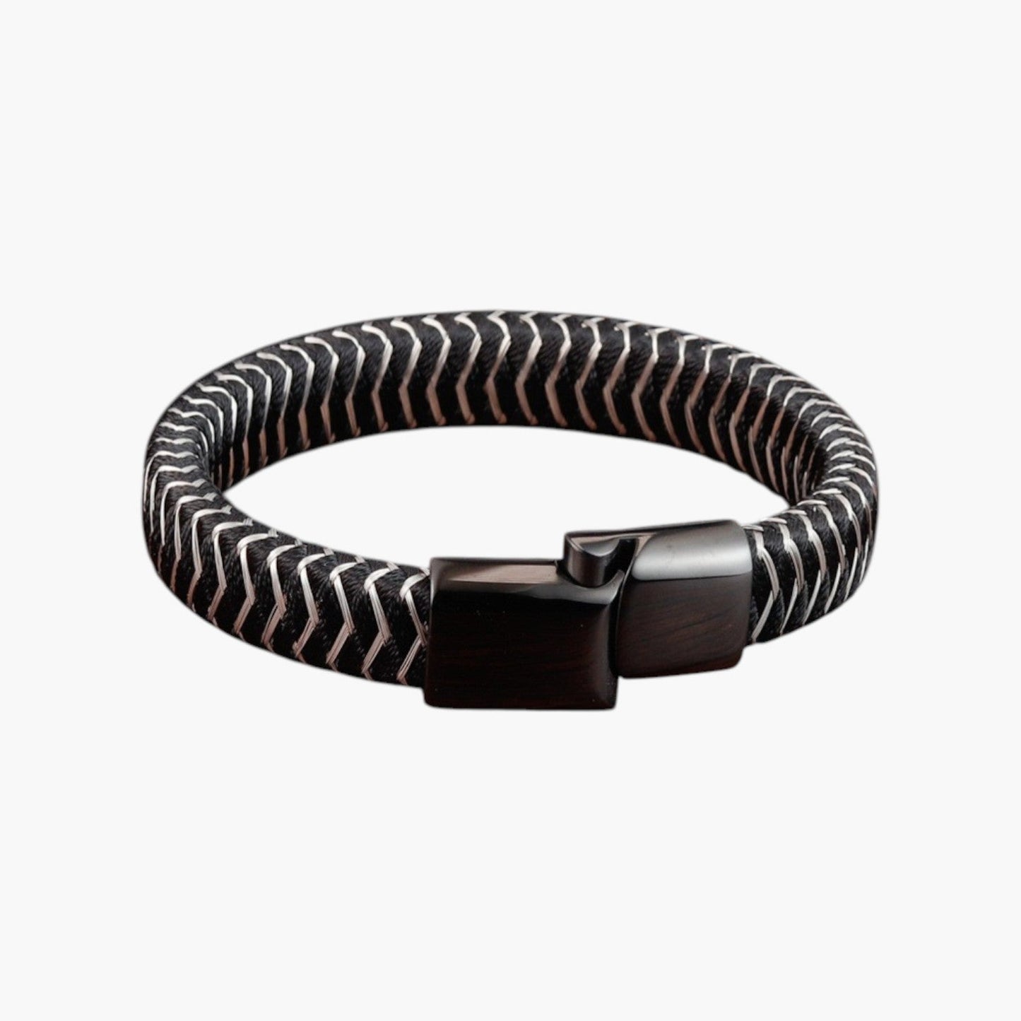 Pulseira de Couro e Aço Inoxidável