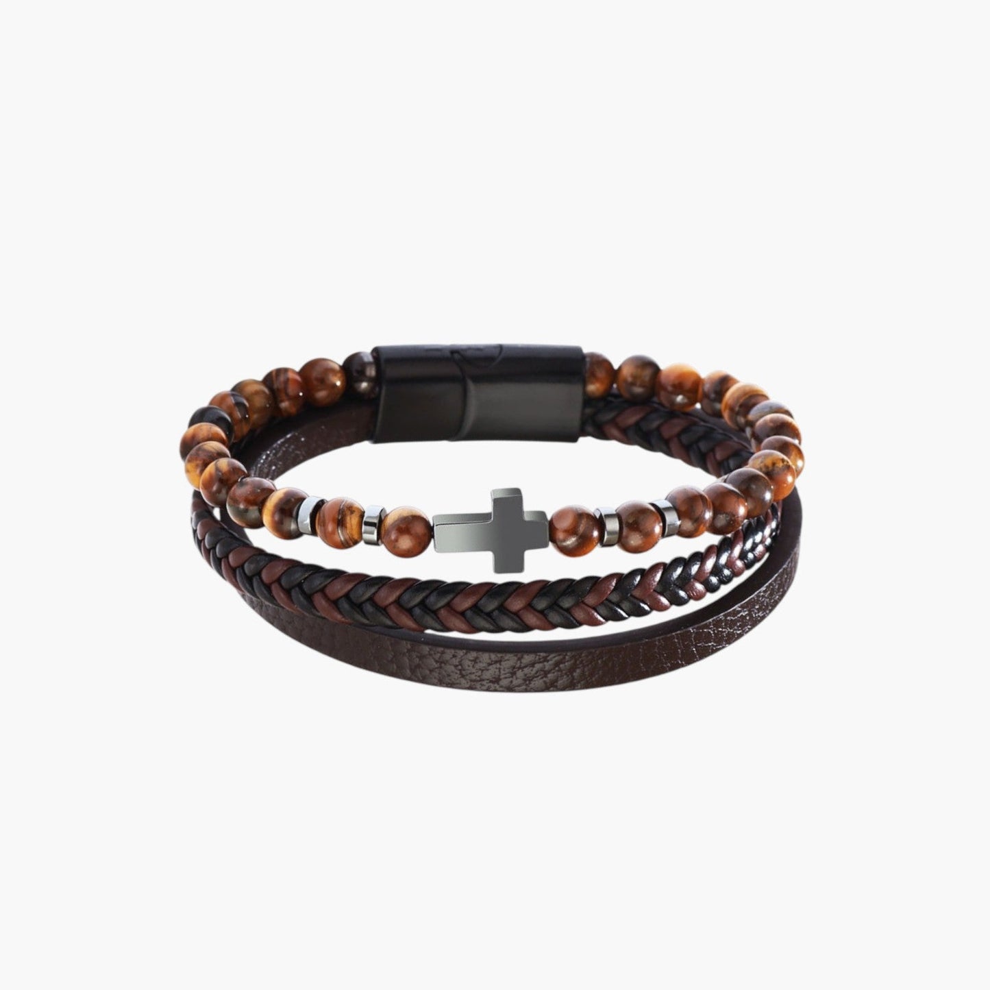 Pulseira de Couro e Pedra Natural