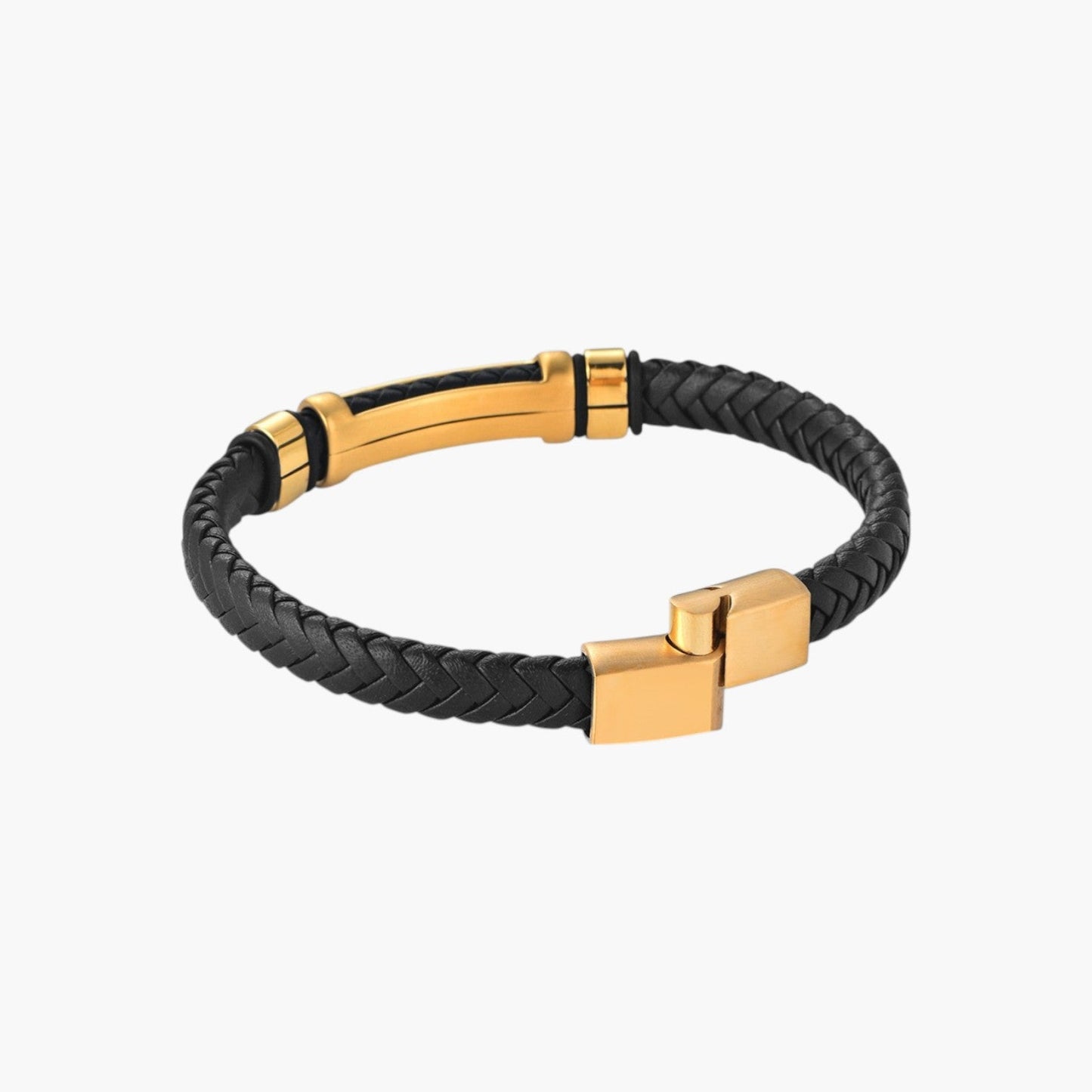Pulseira de Couro e Aço Inoxidável 316L