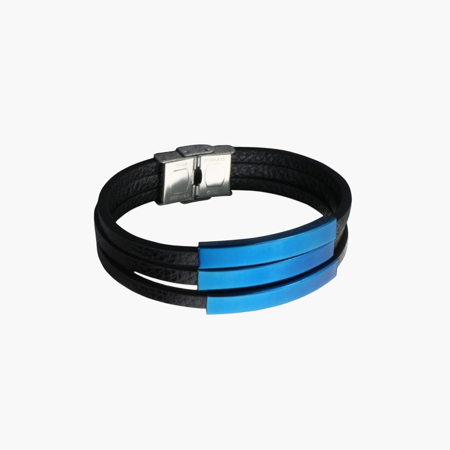 Pulseira de Couro e Aço Inoxidável