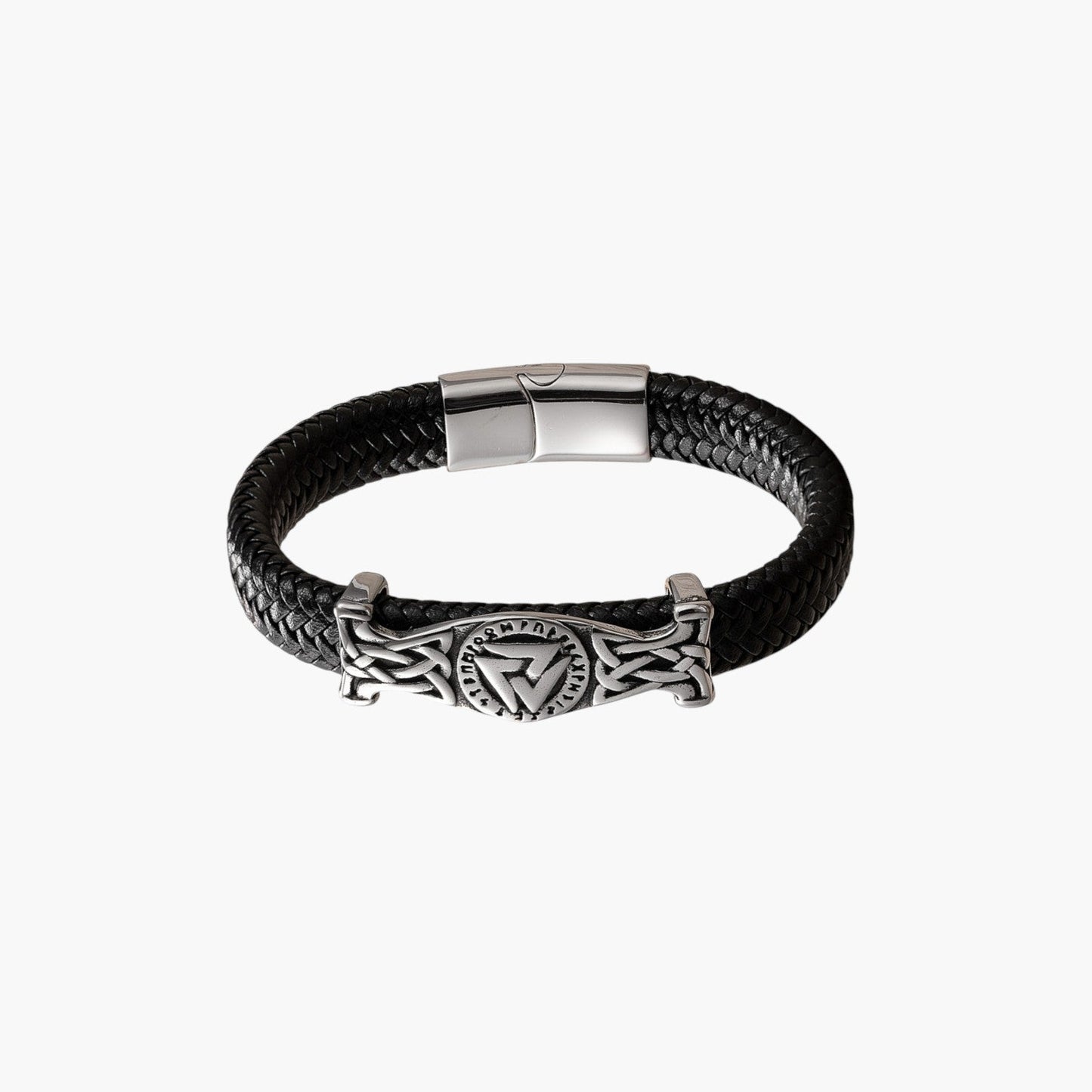 Pulseira de Couro e Aço Inoxidável
