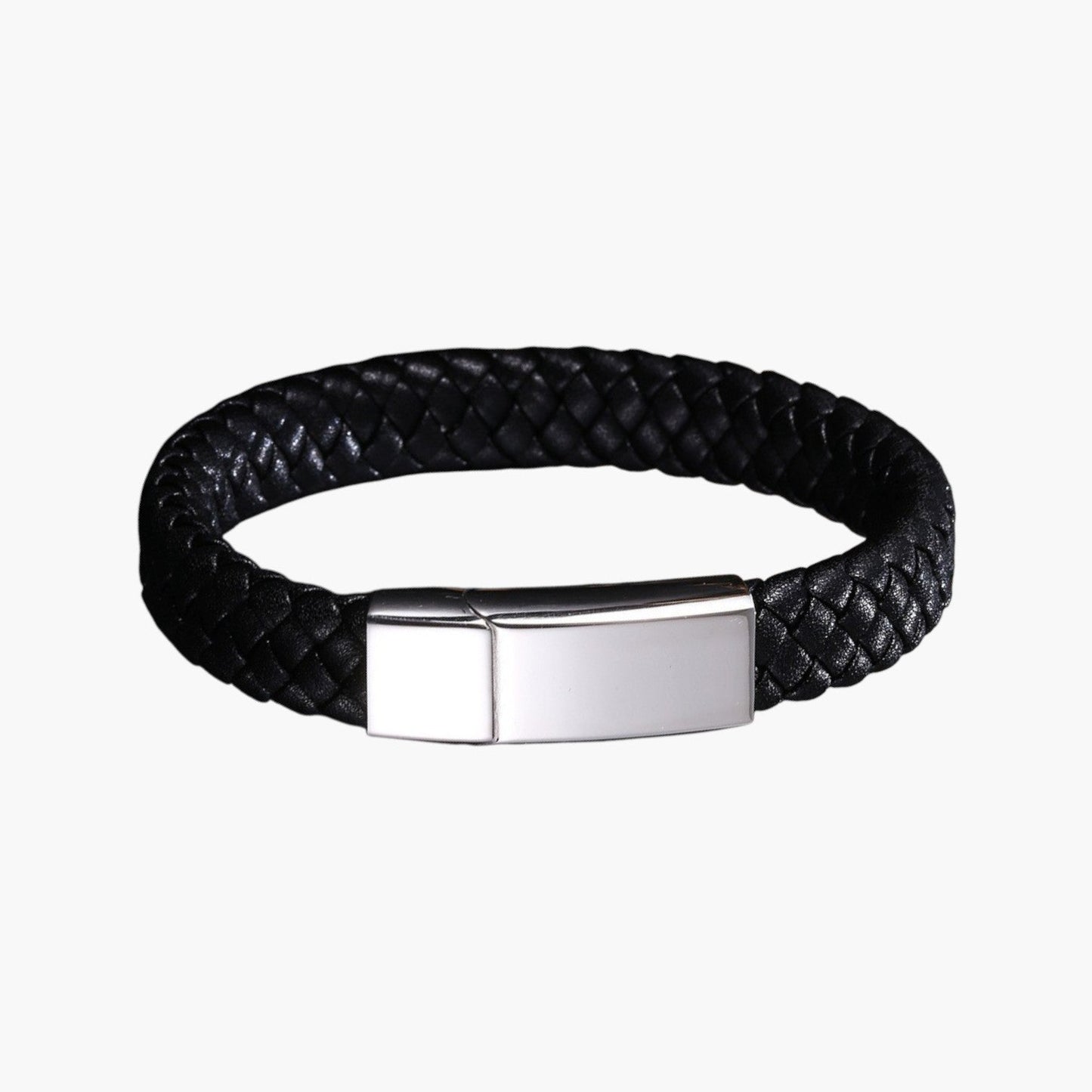 Pulseira Personalizada de Couro e Aço Inoxidável