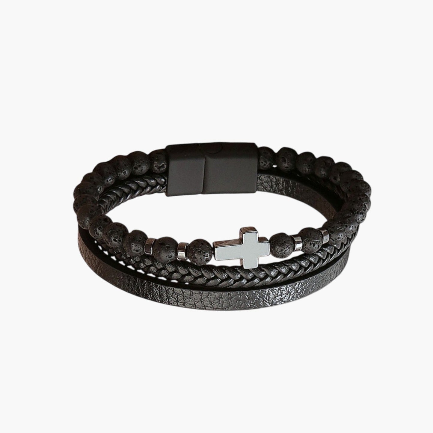 Pulseira de Couro e Pedra Natural