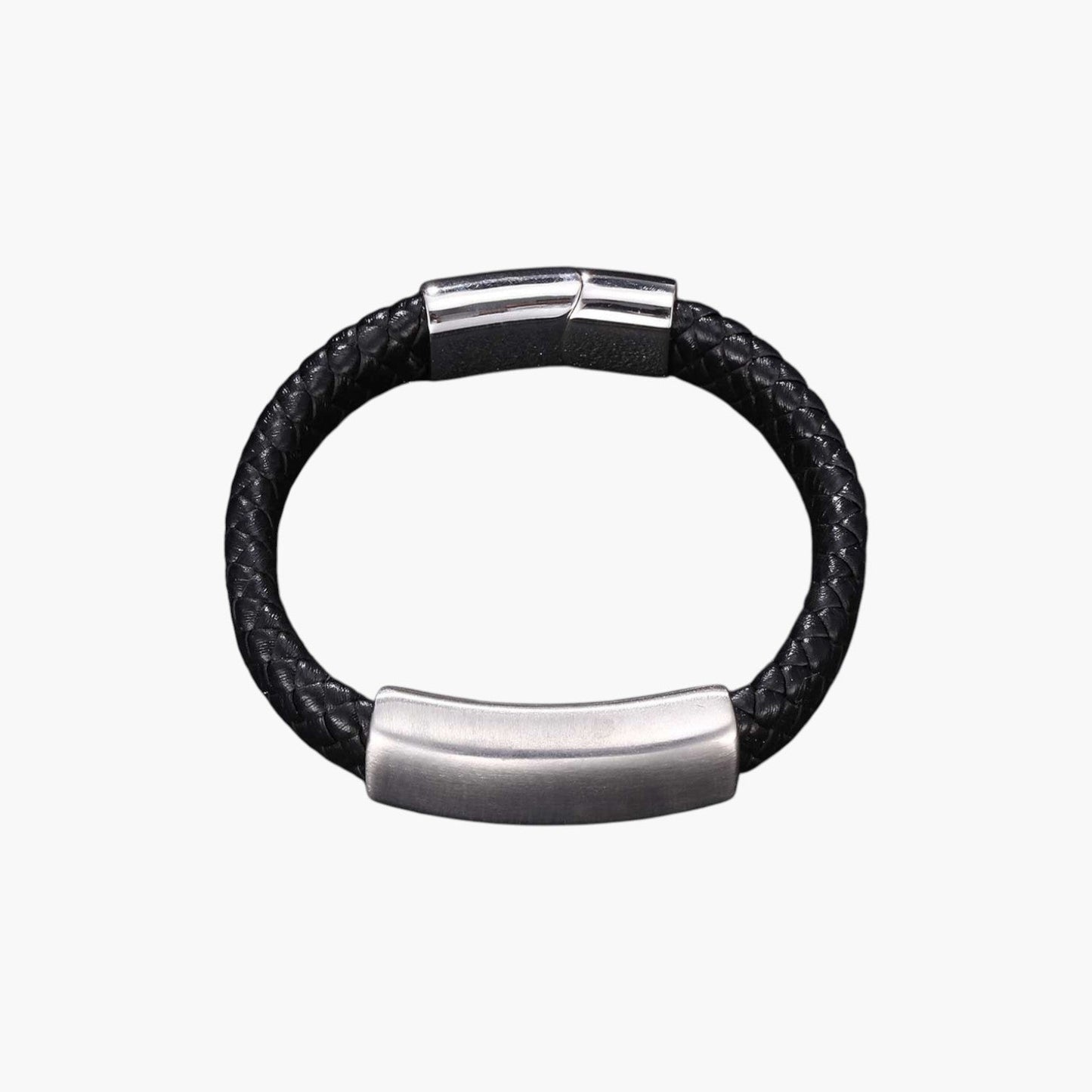 Pulseira de Couro e Aço Inoxidável