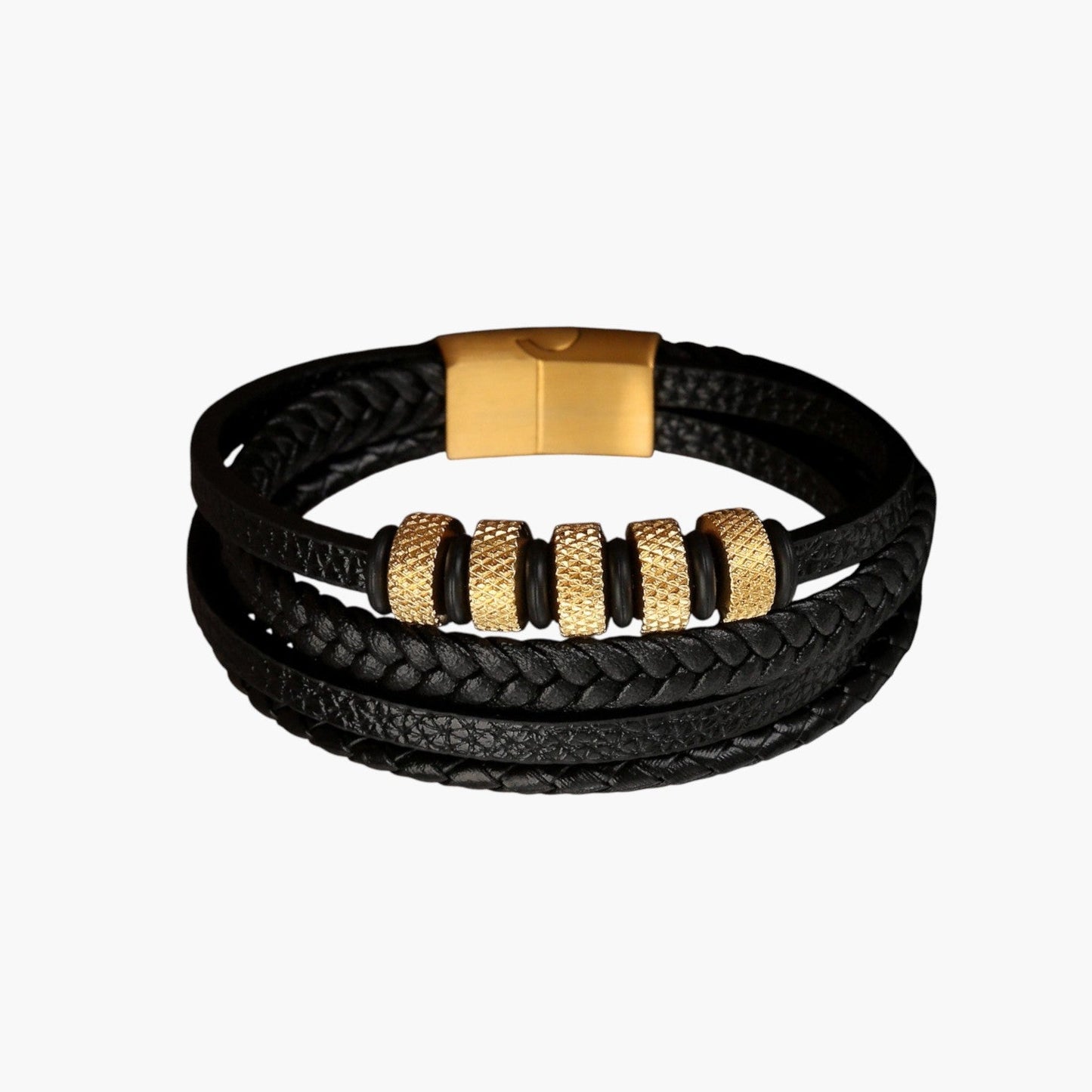 Pulseira de Couro e Aço Inoxidável