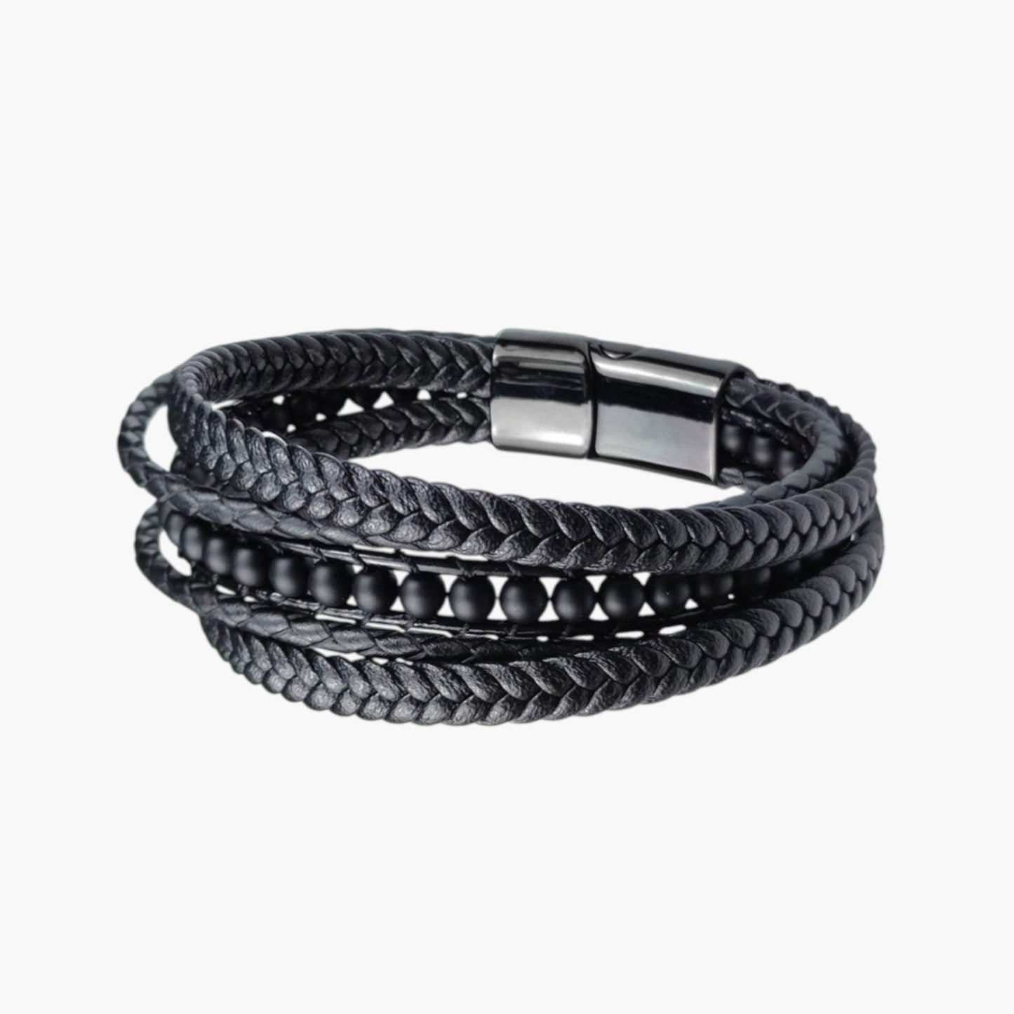 Pulseira de Couro e Pedra Natural