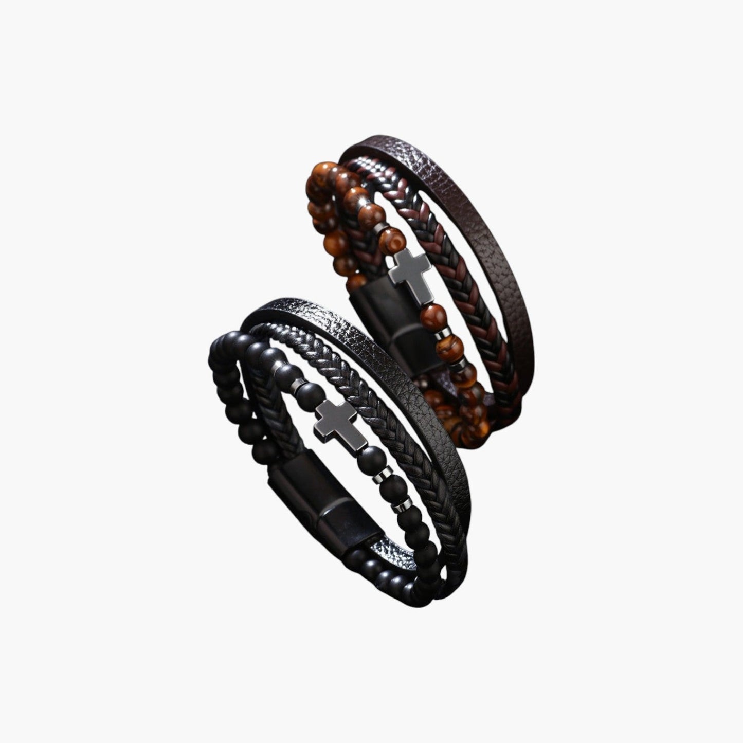 Pulseira de Couro e Pedra Natural