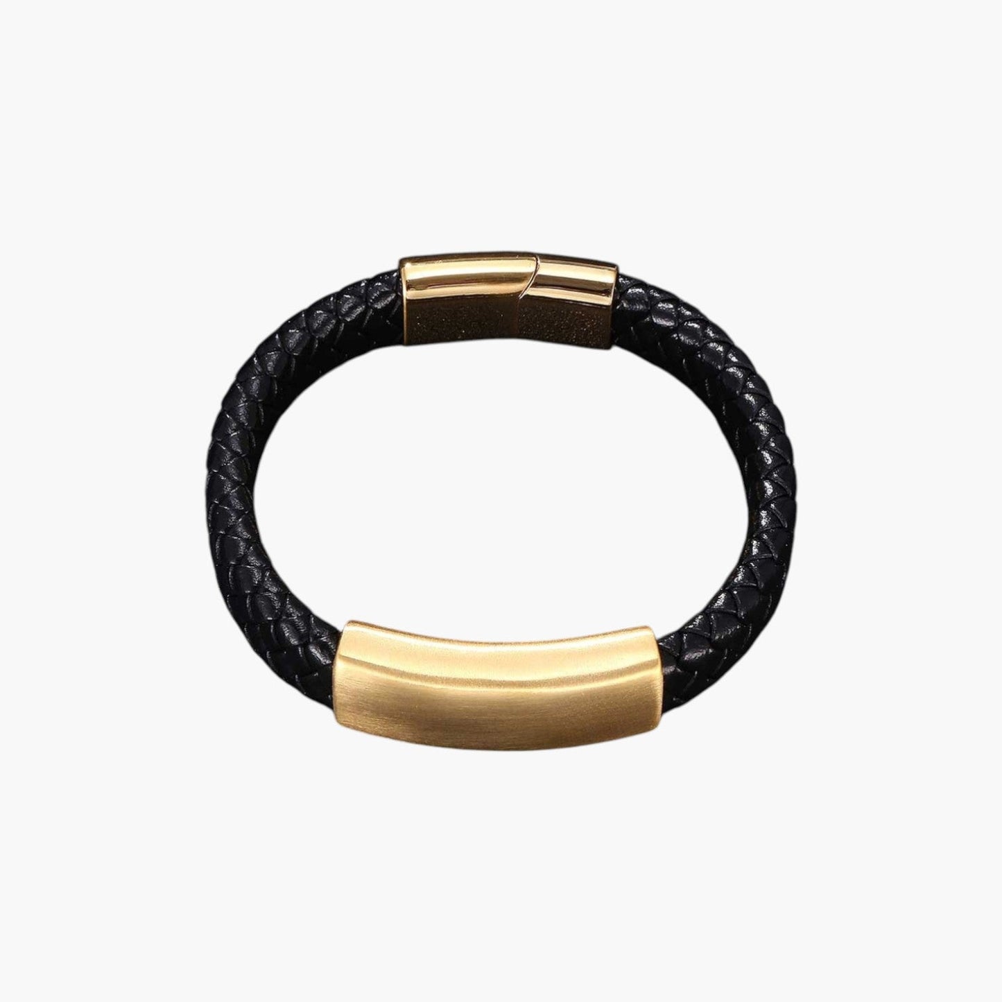 Pulseira de Couro e Aço Inoxidável