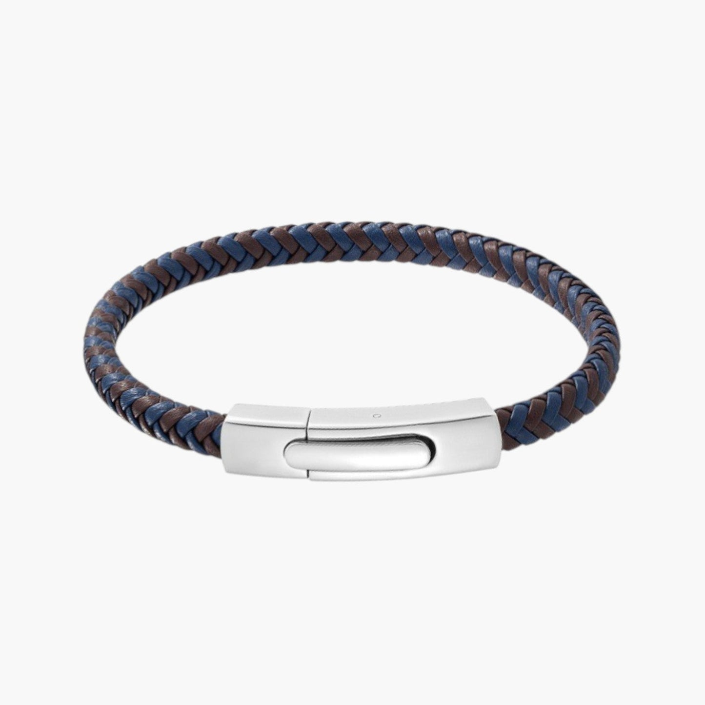 Pulseira de Couro e Aço Inoxidável 316L