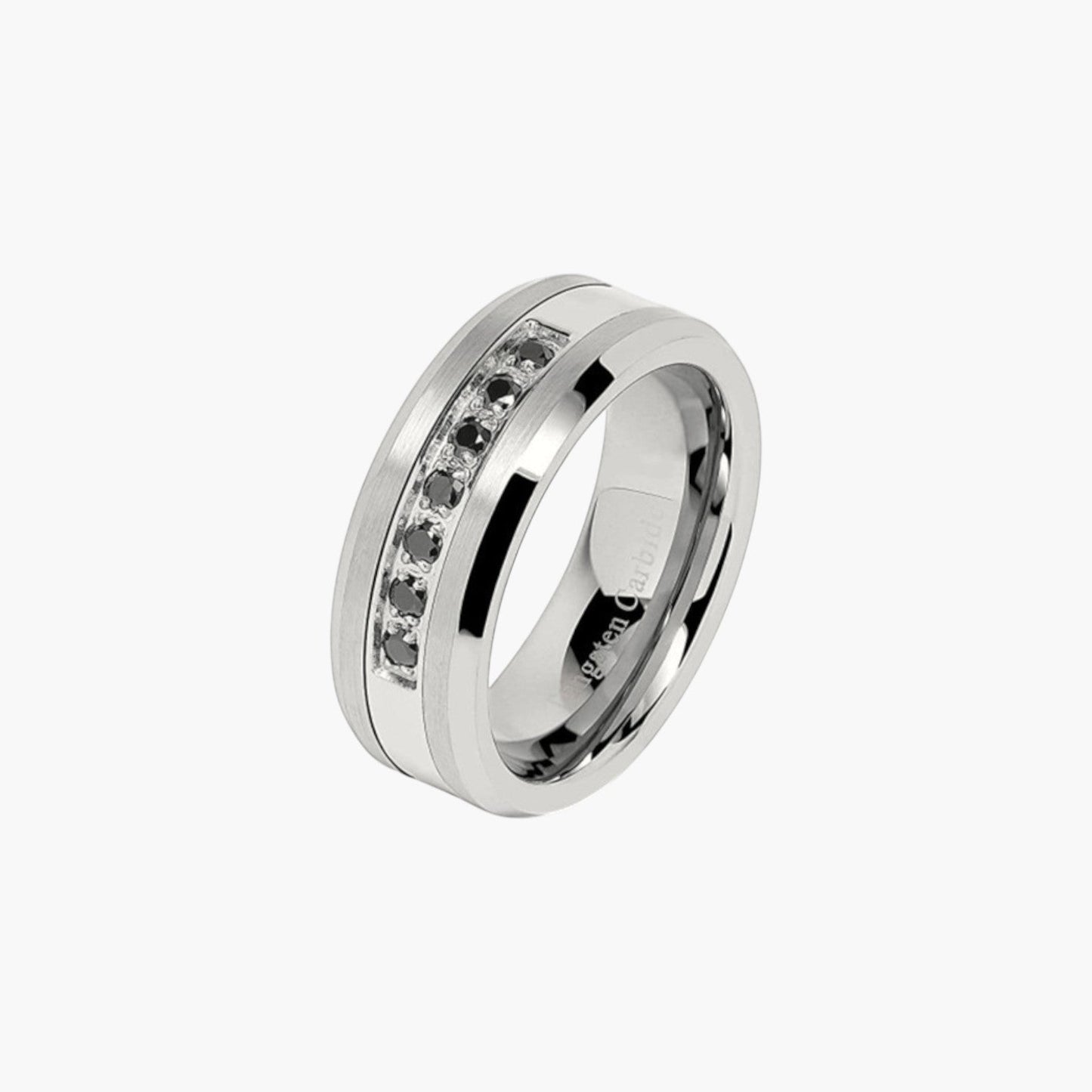 Anel em Aço de Tungsténio com Zircónias