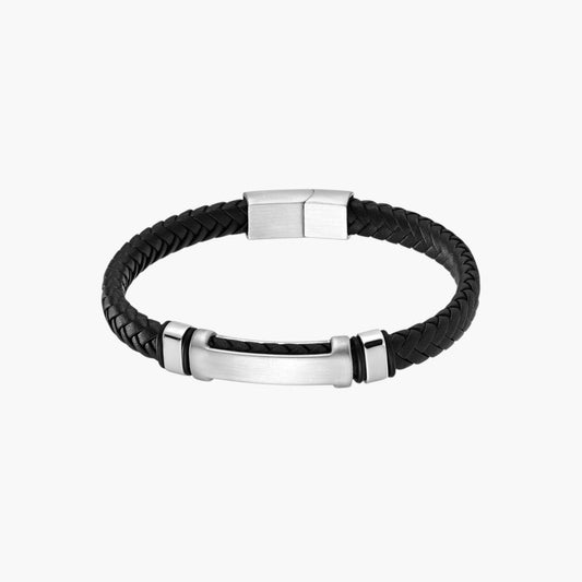 Pulseira de Couro e Aço Inoxidável 316L