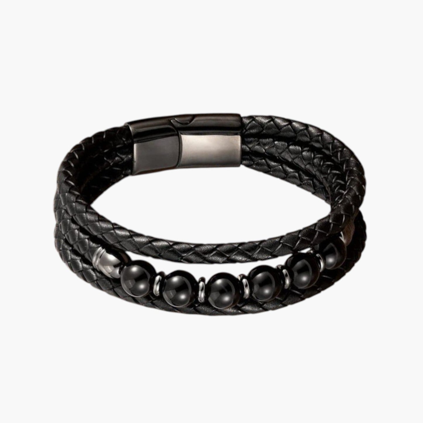 Pulseira de Couro e Pedra Natural