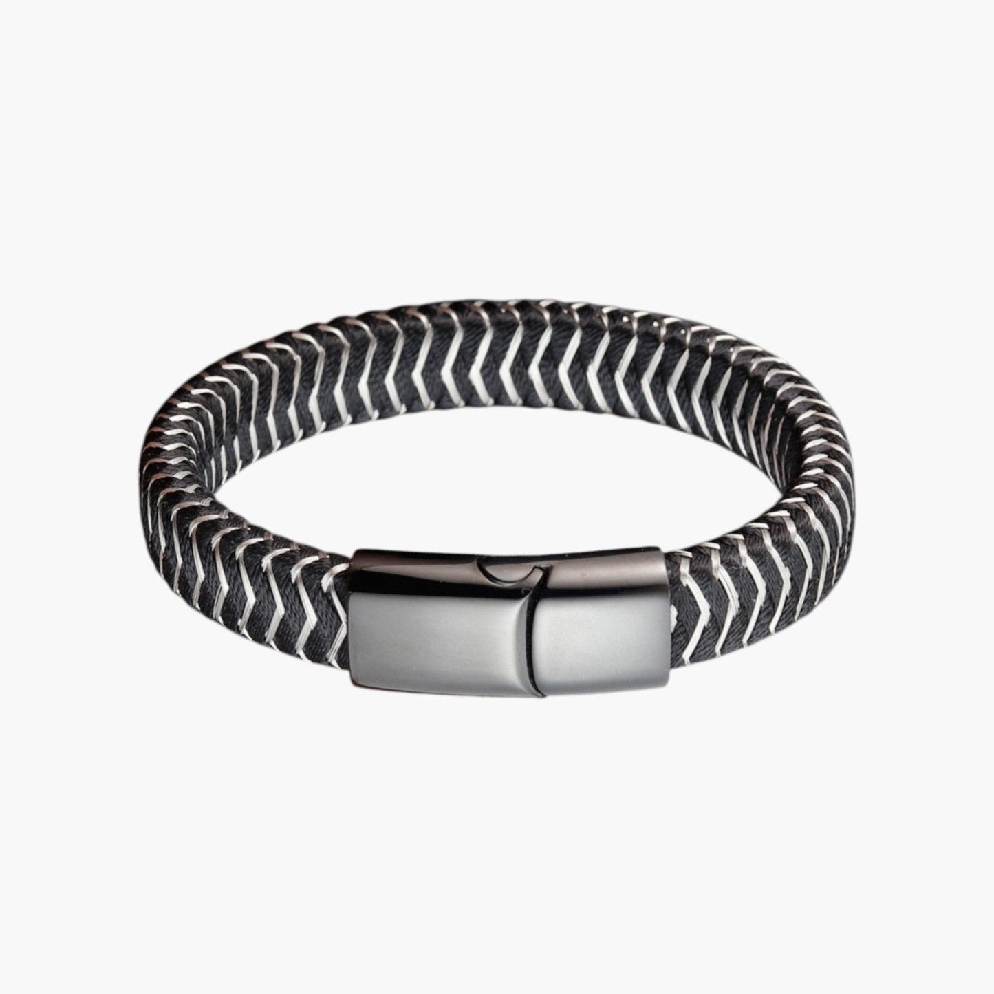 Pulseira de Couro e Aço Inoxidável