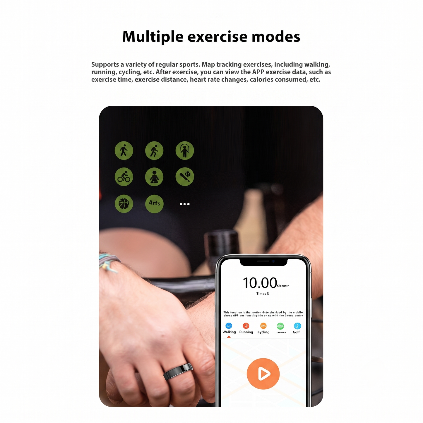Anel Inteligente SR09 Ultra Slim com Monitorização de Saúde e Fitness