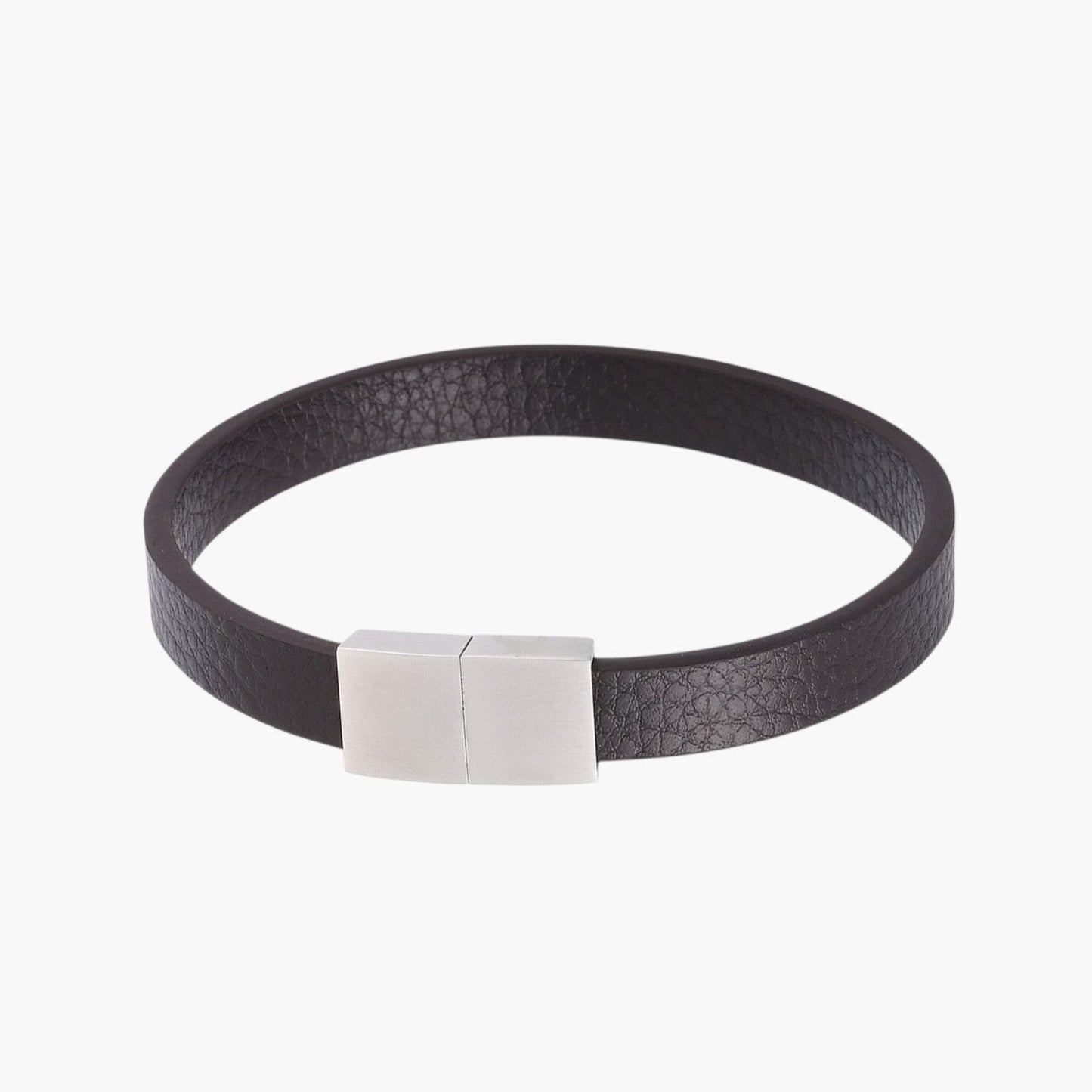 Pulseira Minimalista em Couro e Aço Inoxidável