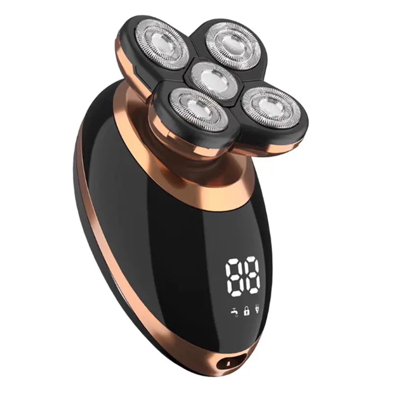 5-in-1 Bald Head & Beard Electric Shaver for Men – Waterproof Rotary Razor with Smart LED Display