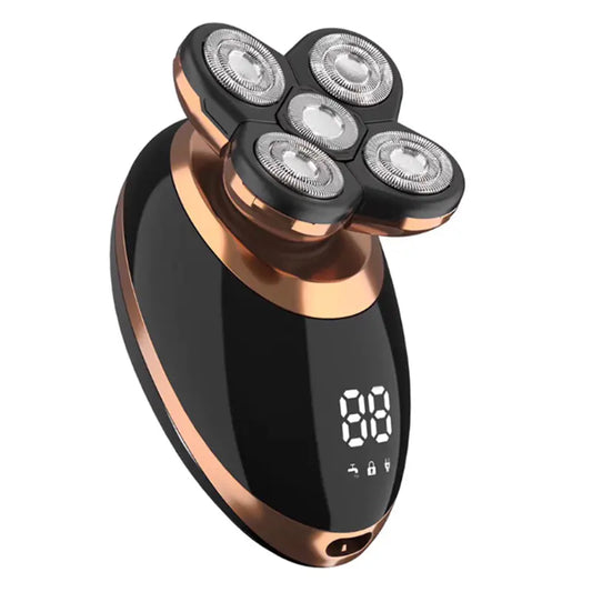 5-in-1 Bald Head & Beard Electric Shaver for Men – Waterproof Rotary Razor with Smart LED Display