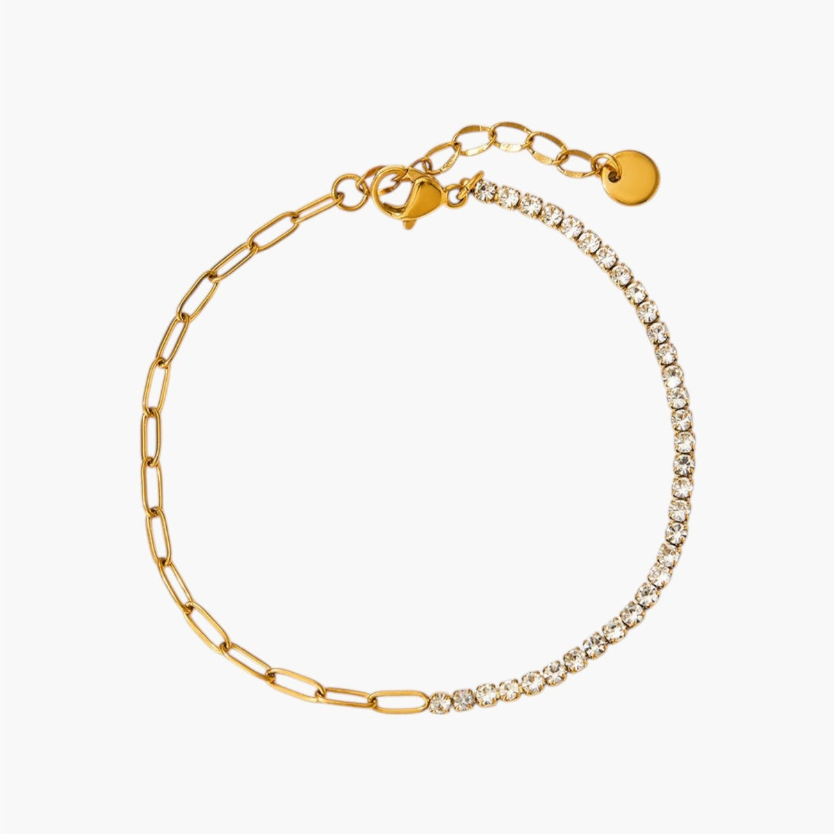 Pulseira Mista de Elos e Zircónias em Aço Inoxidável