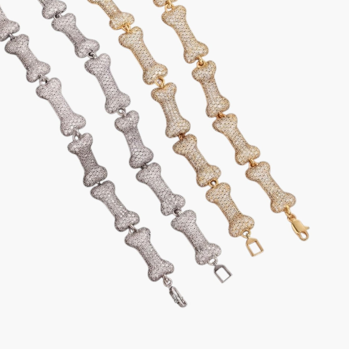 Pulseira Hip-Hop em Formato de Osso Iced Out