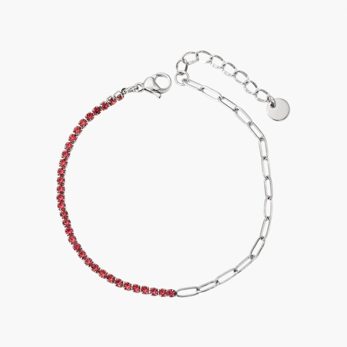 Pulseira Mista de Elos e Zircónias em Aço Inoxidável