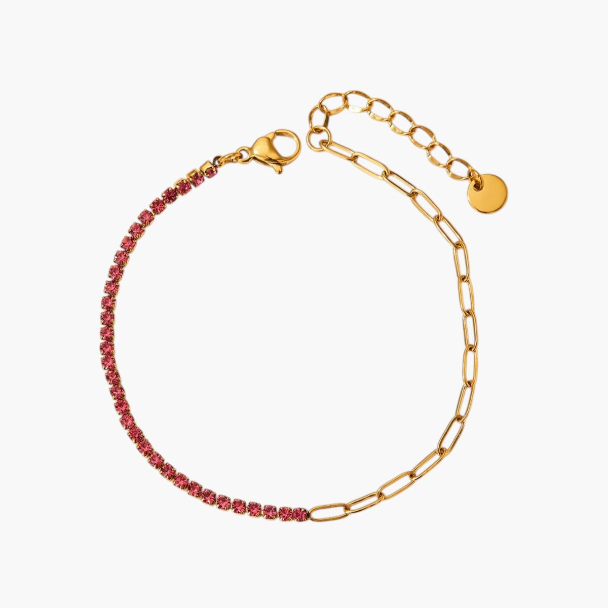 Pulseira Mista de Elos e Zircónias em Aço Inoxidável
