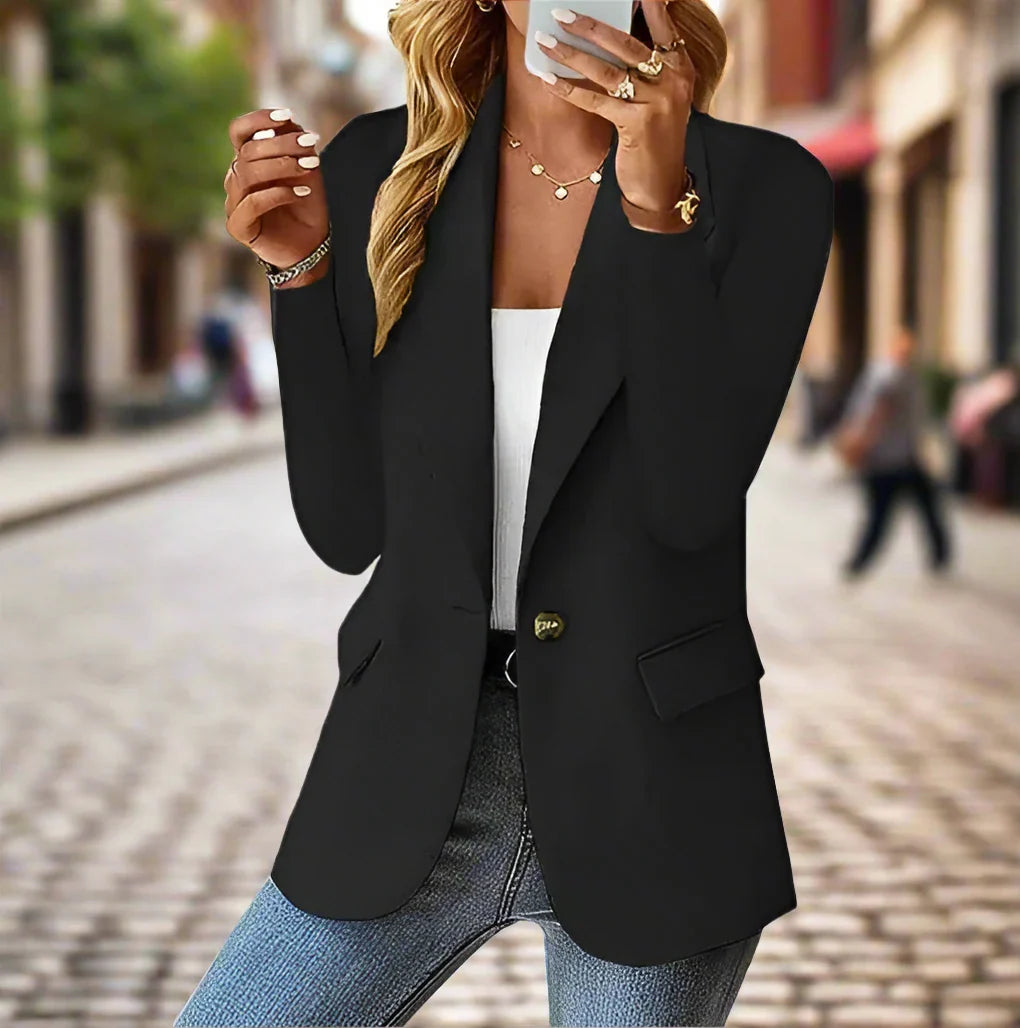 Tailored Women’s Blazer – Classic Business Casual Single-Breasted Jacket