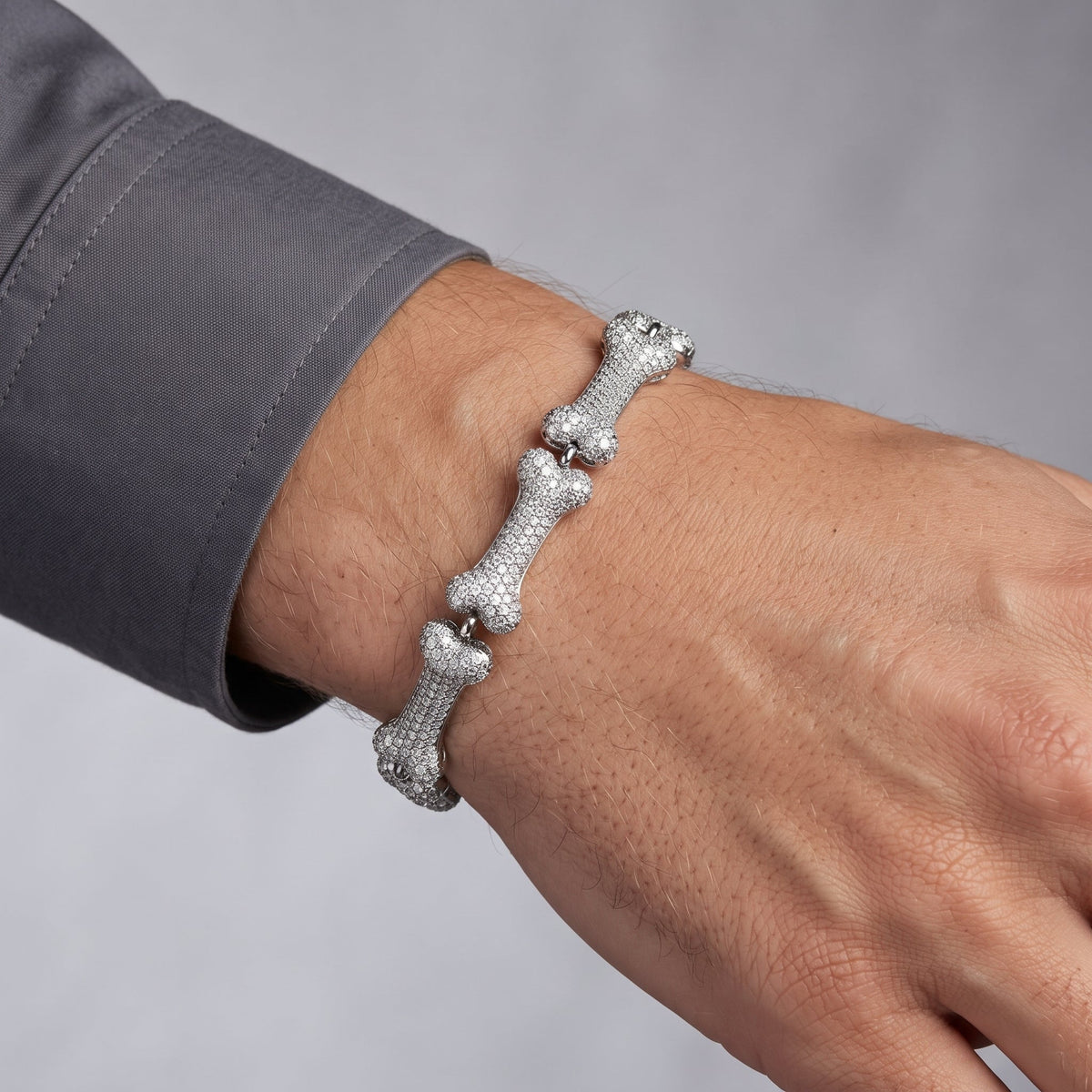 Pulseira Hip-Hop em Formato de Osso Iced Out