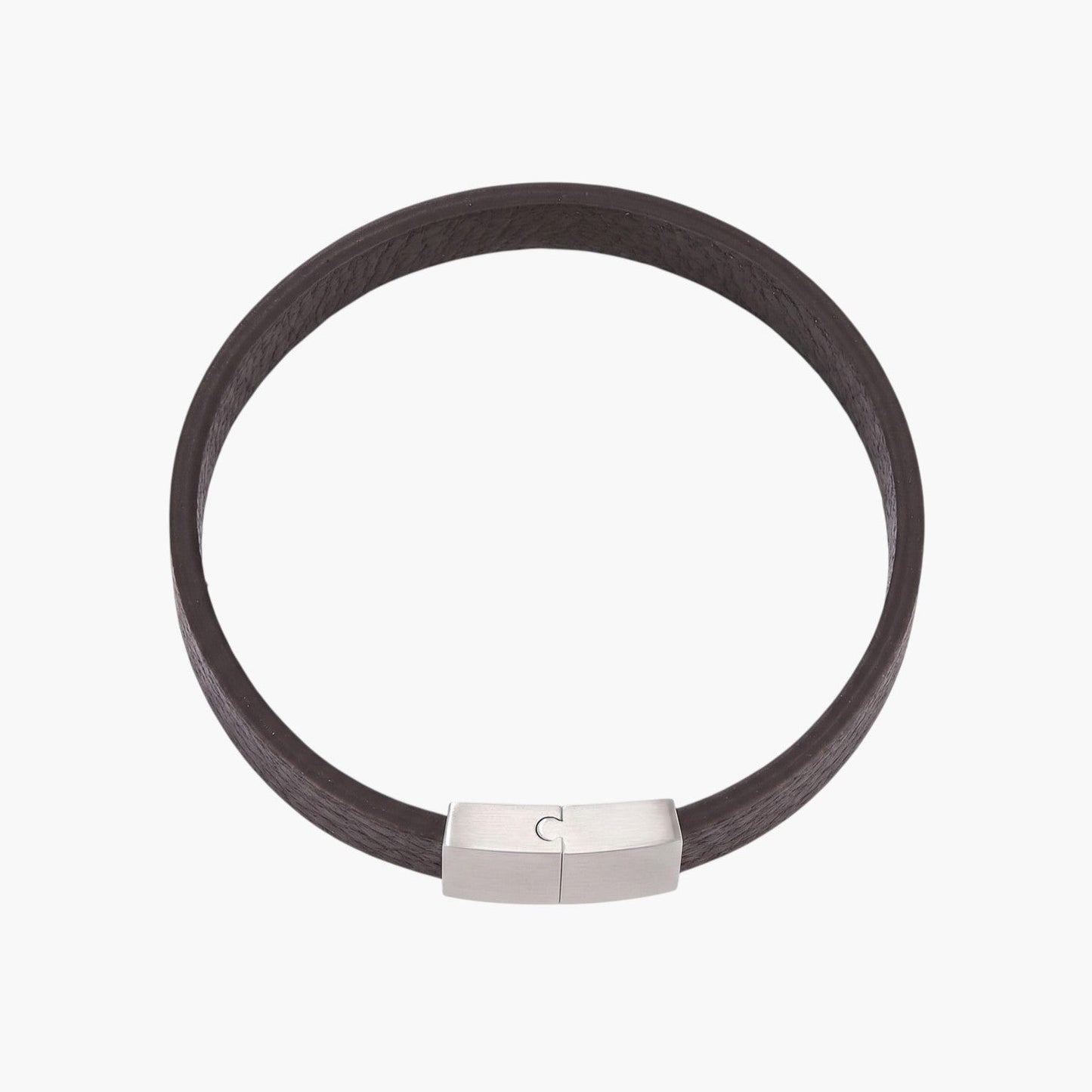 Pulseira Minimalista em Couro e Aço Inoxidável