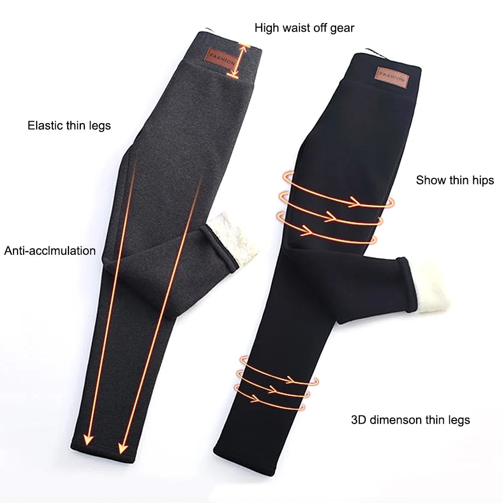 High-Waist Fleece-Lined Thermal Leggings – Skinny Winter Tights