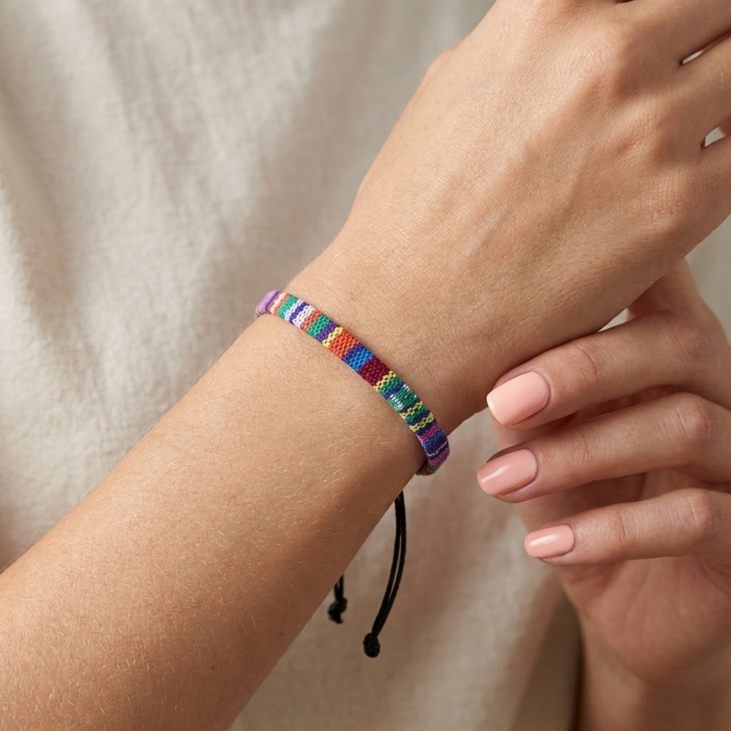 Pulseira Étnica com Padrão Colorido