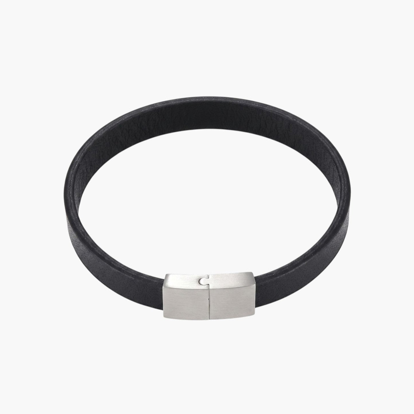 Pulseira Minimalista em Couro e Aço Inoxidável