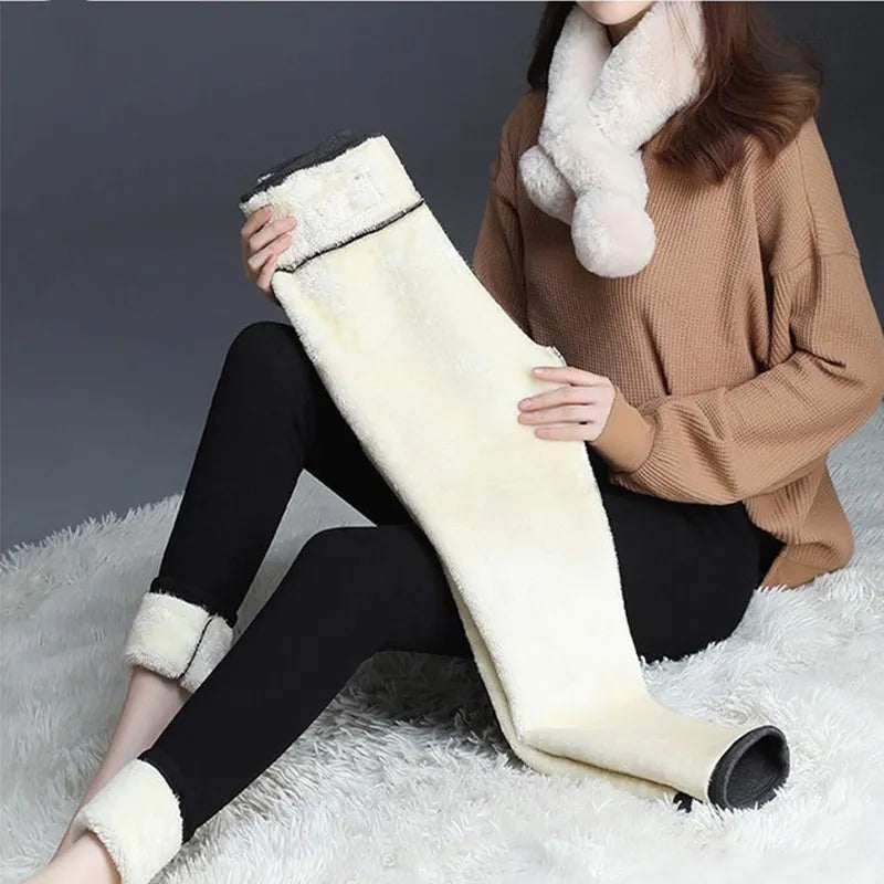 High-Waist Fleece-Lined Thermal Leggings – Skinny Winter Tights