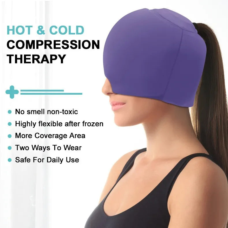 Hydrogel Ice Compress Head Cover – Hot & Cold Therapy Mask for Headache and Stress Relief