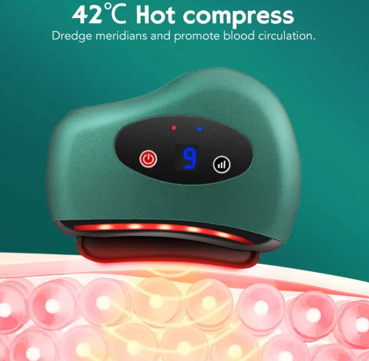Heated Vibrating Gua Sha Tool – Electric Face & Neck Lifting Massage Stone