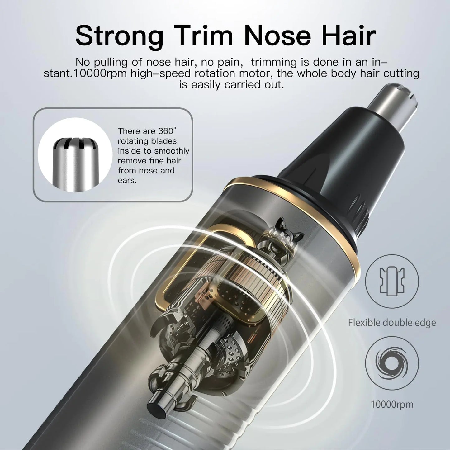 USB Rechargeable Nose & Ear Hair Trimmer – Waterproof Precision Groomer