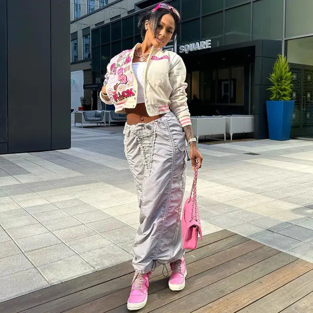 Women's Embroidered Baseball Jacket