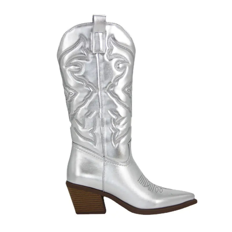 Vintage Chunky Heel Knee-High Cowboy Boots