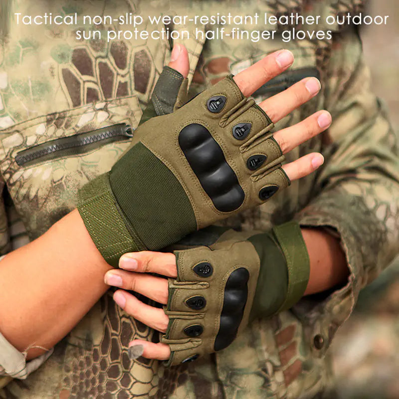 Men’s Half-Finger Tactical Outdoor Gloves – Anti-Slip Protective Grip