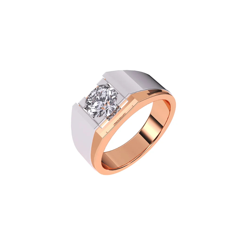 2 Carat Round Cut Lab Grown Diamond Wedding Band 14K White and Rose Gold F Color VVS2 Clarity IGI Certified Men's Diamond Ring