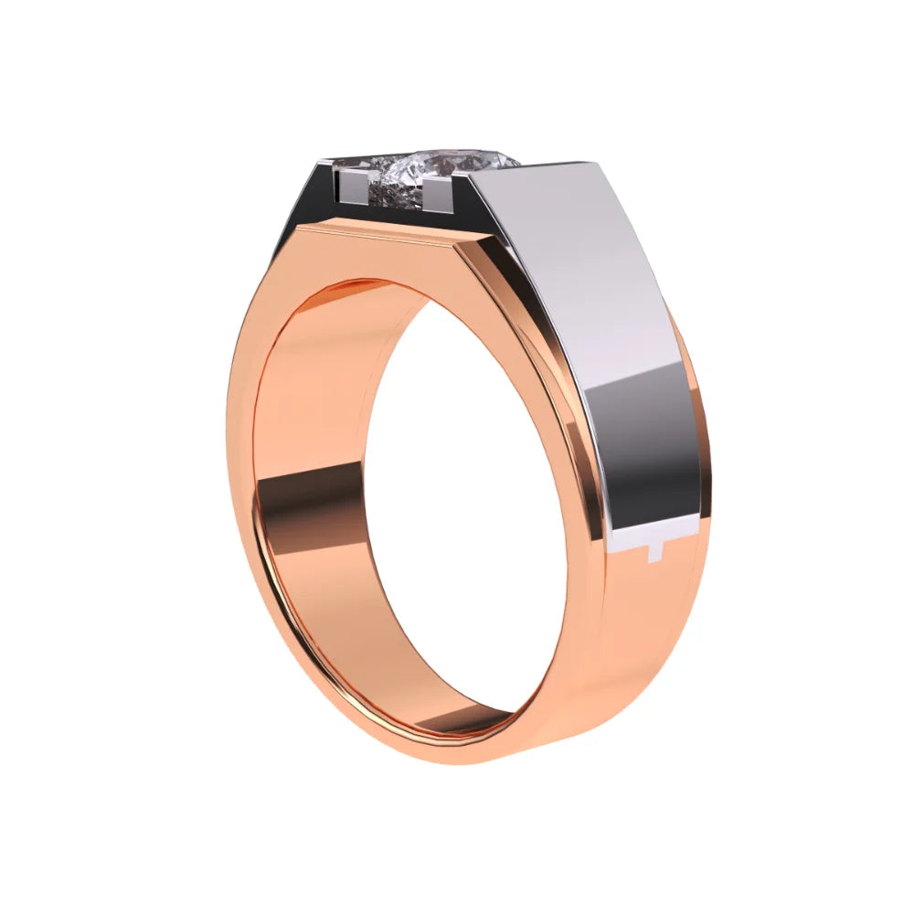 2 Carat Round Cut Lab Grown Diamond Wedding Band 14K White and Rose Gold F Color VVS2 Clarity IGI Certified Men's Diamond Ring