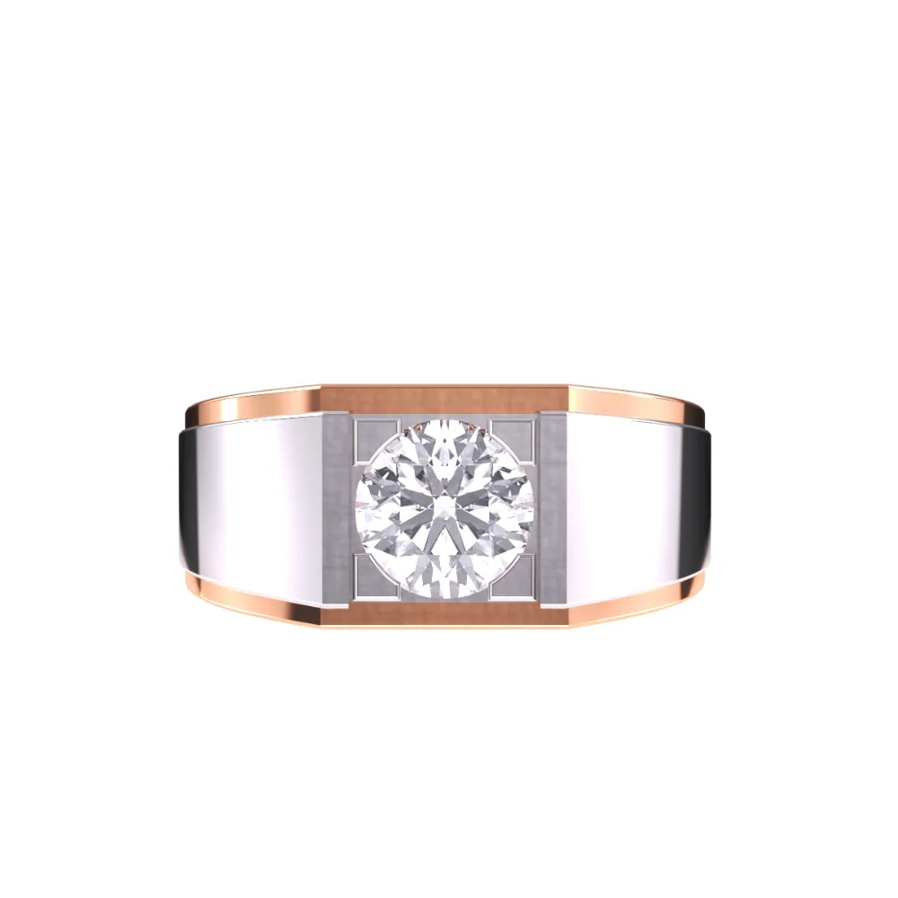 2 Carat Round Cut Lab Grown Diamond Wedding Band 14K White and Rose Gold F Color VVS2 Clarity IGI Certified Men's Diamond Ring
