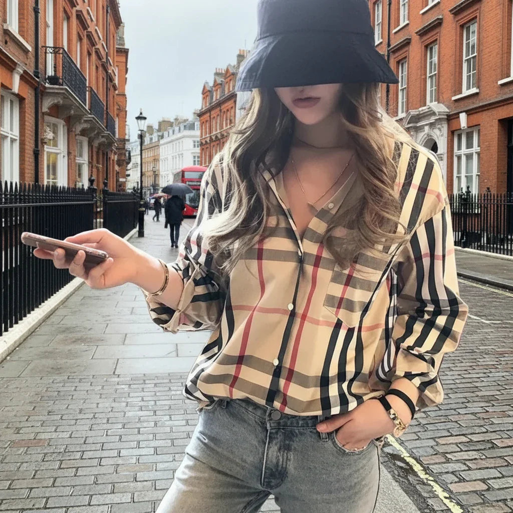 Classic Checkered Shirt – British-Inspired Plaid Button-Up