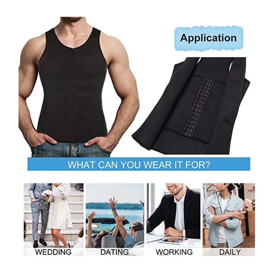 Men’s Sauna Compression Vest – Slimming Waist Trainer & Posture Support