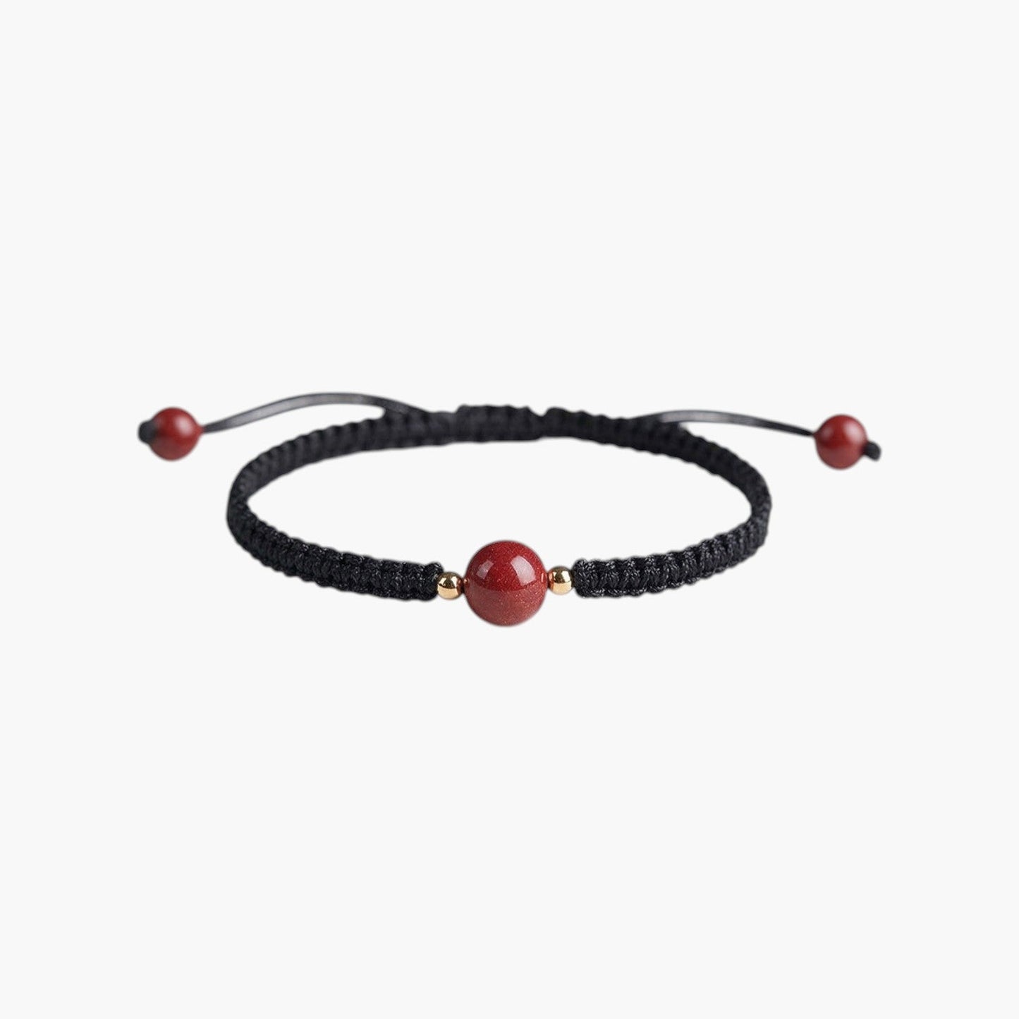 Pulseira Trançada em Corda com Cinnabar Vermelho