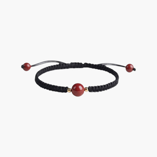 Pulseira Trançada em Corda com Cinnabar Vermelho