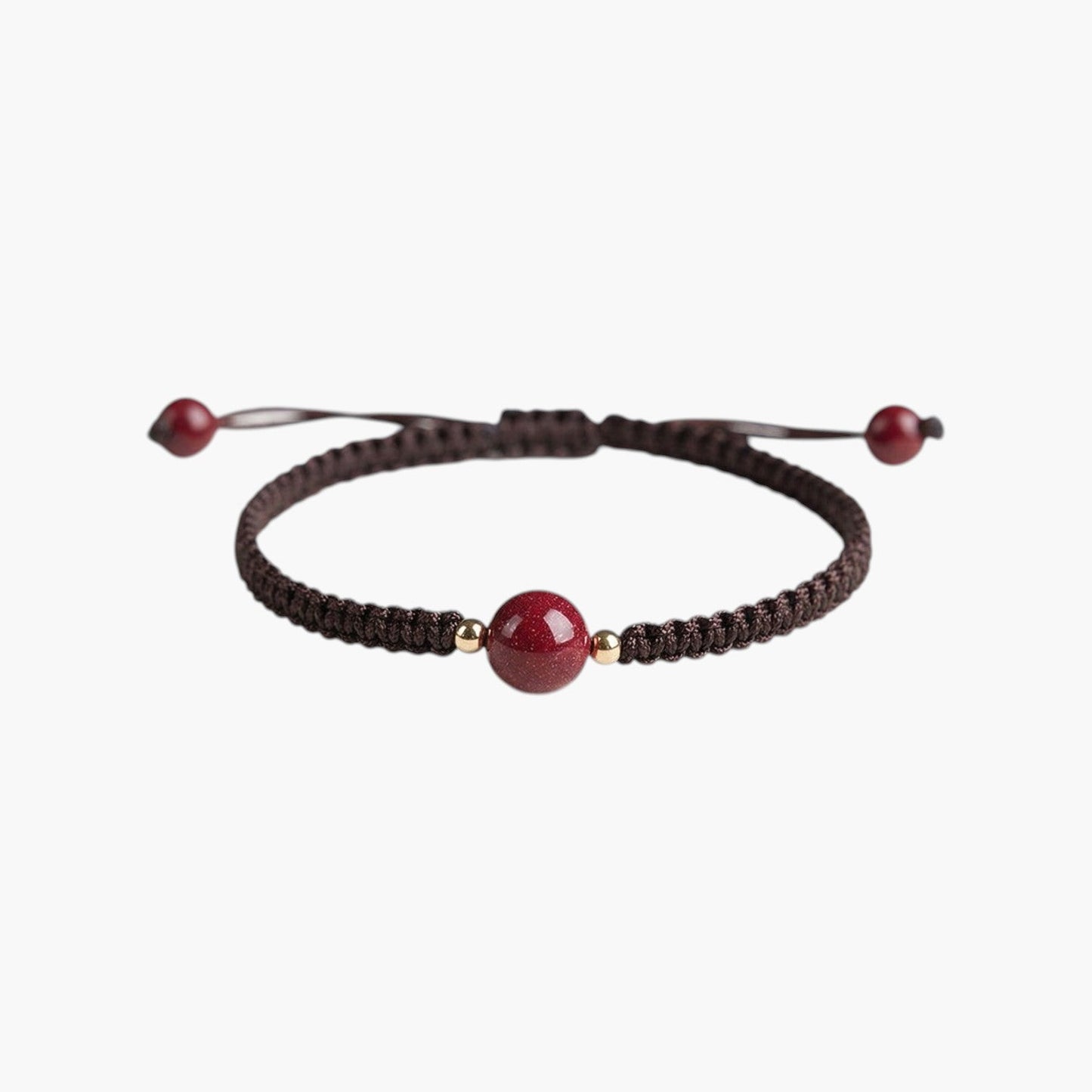 Pulseira Trançada em Corda com Cinnabar Vermelho