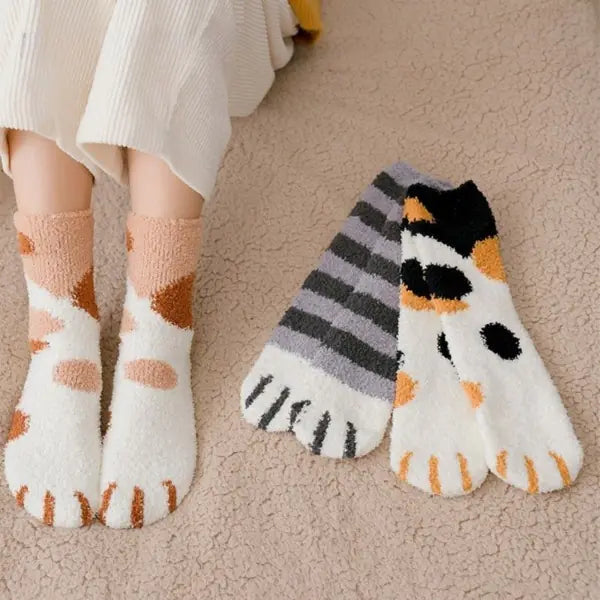 Cozy Cat Paw Cotton Socks – Unisex Cute Casual Footwear