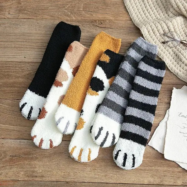 Cozy Cat Paw Cotton Socks – Unisex Cute Casual Footwear