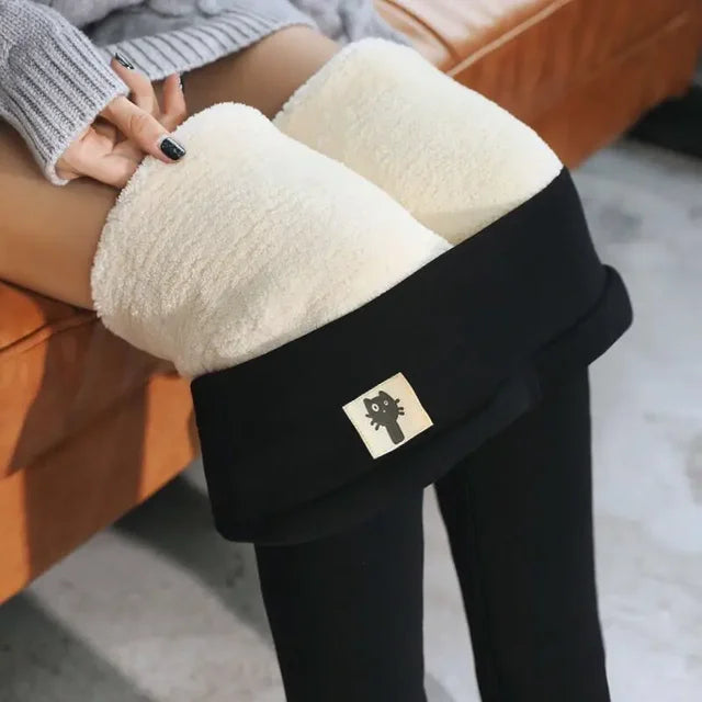 High-Waist Fleece-Lined Thermal Leggings – Skinny Winter Tights